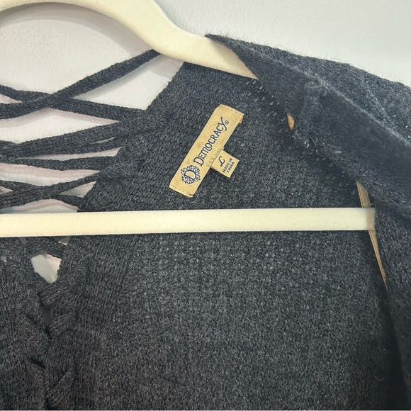 NWT Democracy Lace Up Back Open Front Knit Cardigan Sweater Women’s Size Large - Picture 3 of 7